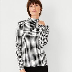 Ann Taylor - Houndstooth top. Mock neck. So cute!